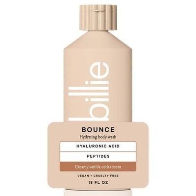 Billie Bounce Hydrating Womens Body Wash Creamy Vanilla Cedar Scent 18 fl oz