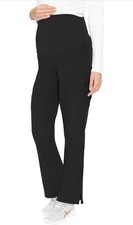 Med Couture Maternity Scrub Pants XS Black Stretch Nurse Workwear Straight Leg