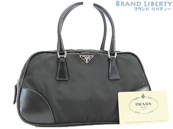 Prada Nylon Mini Bag Handbag Boston Nero Black Leather Prada Nylon Mini Bag Handbag Boston Nero Black Leather