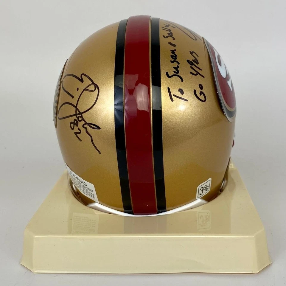 San Francisco 49ers 3 Autógrafos Riddell Mini Casco QB Fútbol Garcia Johnson Foto 4 de 4