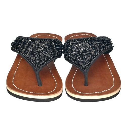 Lestarie Damen Sandale, Leder handgefertigt, Flipflops, Pailletten Zehentrenner - Bild 12 von 22