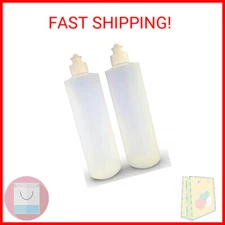 2 Pack Refillable 16 Ounce HDPE Squeeze Bottles With Push/Pull Button Top Dispen