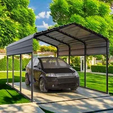 10 x 15 ft Outdoor Carport Canopy Heavy Duty Metal Car Tent Car Shelter Shade