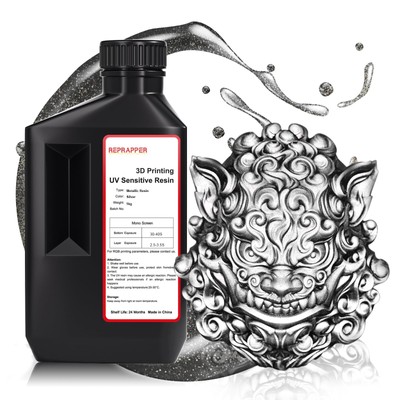 RepRapper Silver MetalShift 3D Printer Resin 405nm Fast UV-Curing Standard Ph...