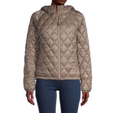 Michael Michael Kors Nissy Packable Hooded Puffer Jacket Taupe Size M WT