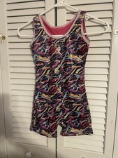 Girls Gymnastics Biketard Multi-Color sparkle 8-10
