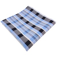 Tigertie Einstecktuch Blau Hellblau Silber Weiß Marine Kariert - Tuch Polyester