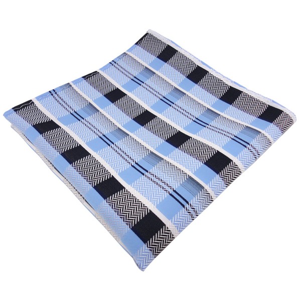 Tigertie Einstecktuch Blau Hellblau Silber Weiß Marine Kariert - Tuch Polyester-image