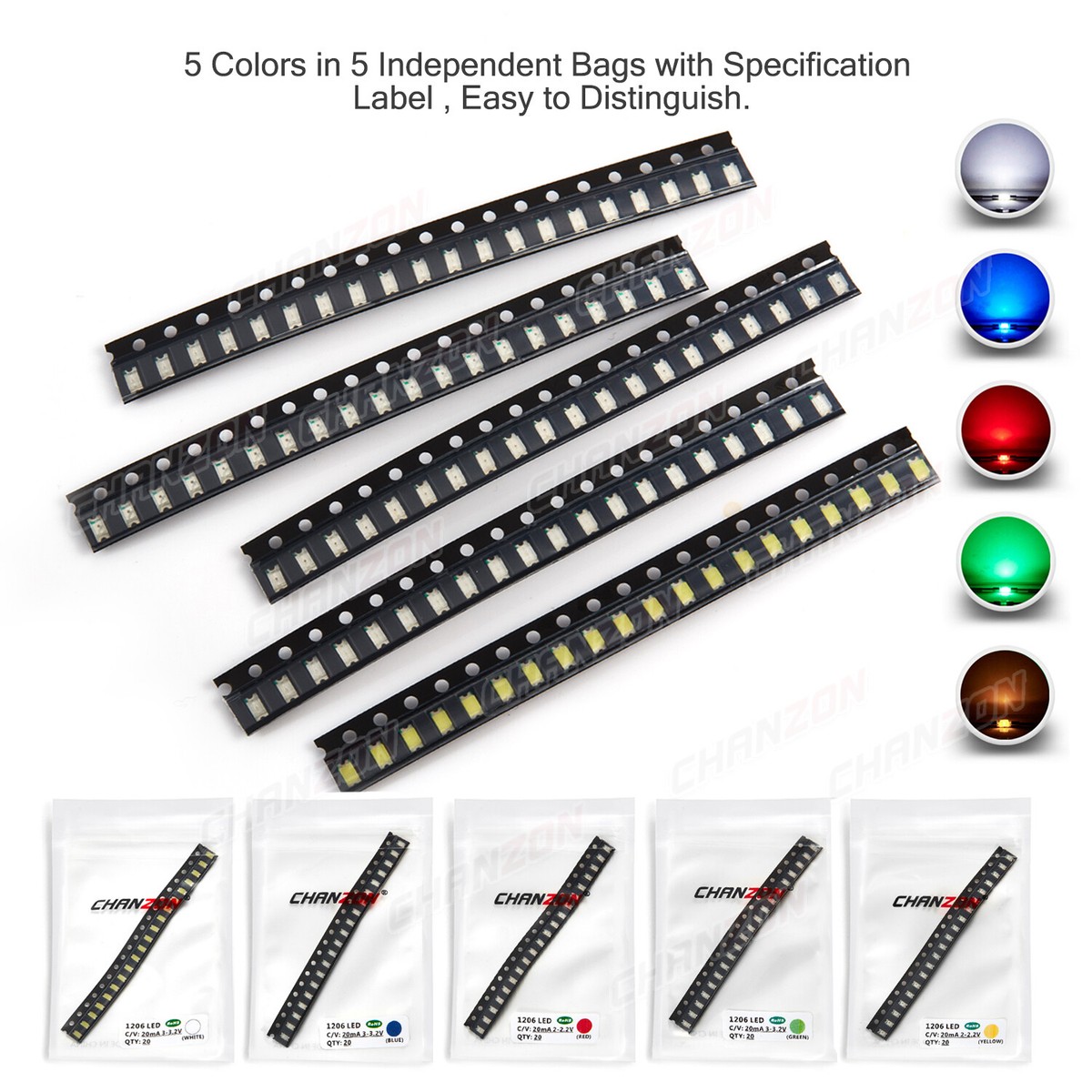 Smt Smd Led 10-Piece SMD LED Assortment &ndash; 0402, 0603, 0805, 1206, 3528 Sizes (Wired/Cordless) Smd Led 12 V