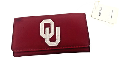 OU Wallet Oklahoma Sooners Bi Fold Womens Clutch Case Checkbook Sleeve Card Slot