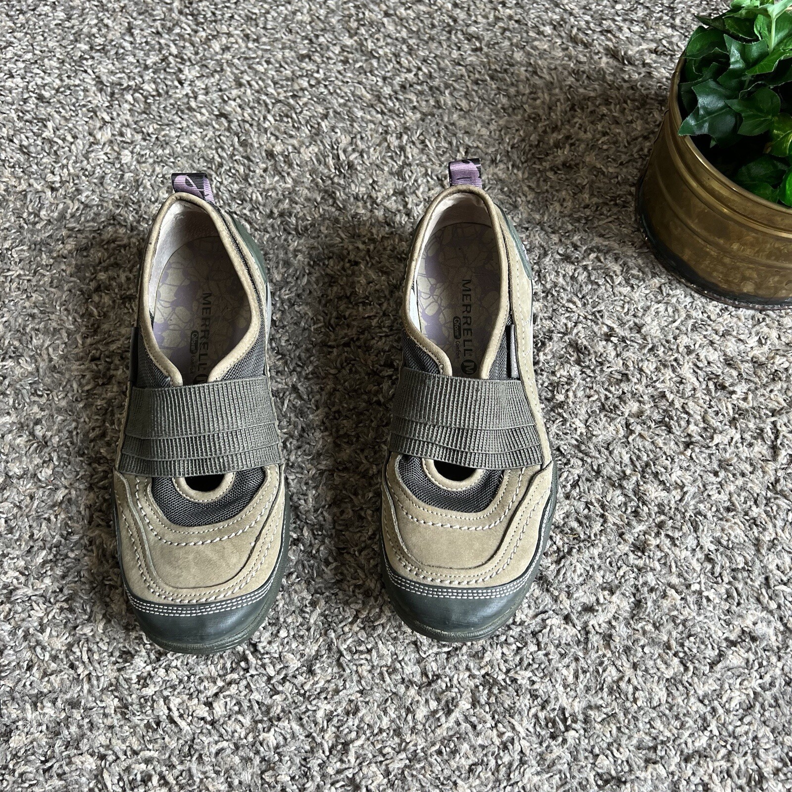 Scarpe da viaggio Merrell donna taglia 6 Mimosa polvere oliva slip on escursionismo J68160