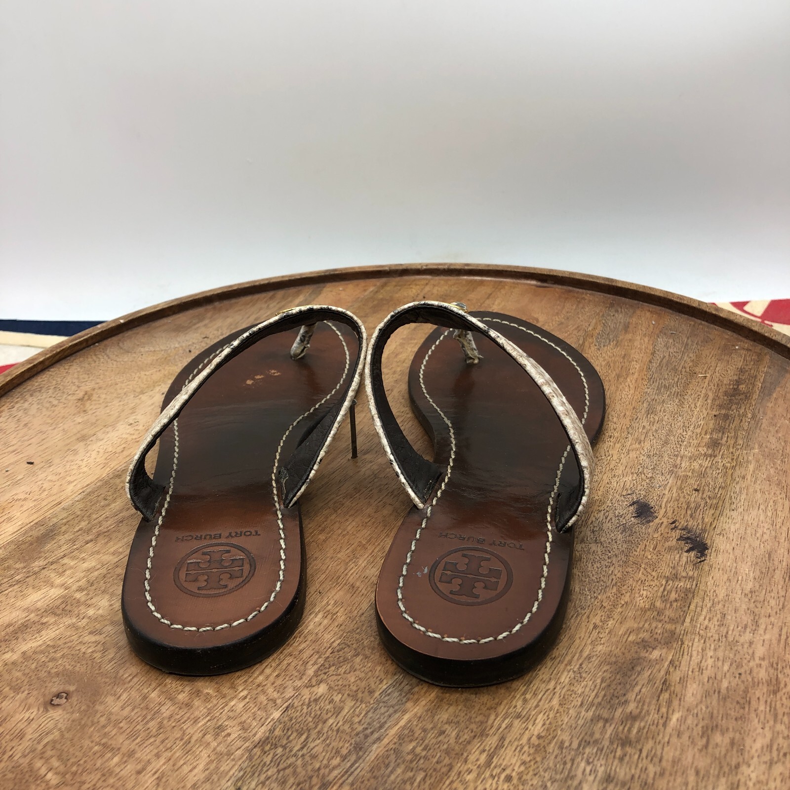 Tory Burch Womens Cameron Python Leather Gold Fli… - image 5