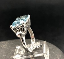 GENUINE BLUE TOPAZ RING set in .925 STERLING SILVER Size 4 or 5 FREE SHIPPING