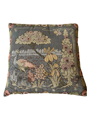 ART de LYS Peacock FRENCH TAPESTRY  PILLOW 17  Tissage D Art De Lys France