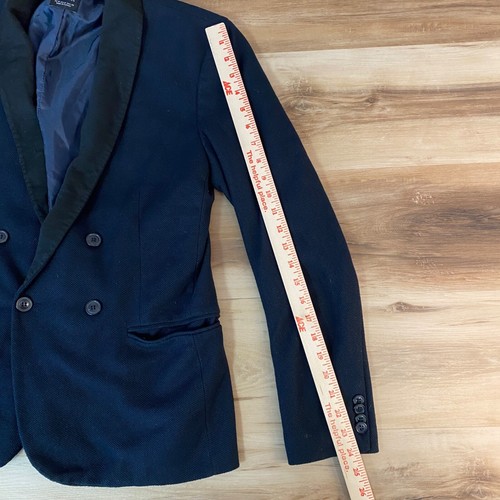 Zara Collection Blazer Mens Medium Double Breasted Blue Black Dinner Jacket - Bild 6 von 12