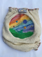 Loveybums Large Natural Embroidered Rainbow Feature Wool Crepe Cover .