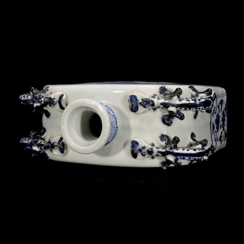 9.2"Chinese antique Yuan Dynasty blue and white dragon and phoenix flat vase - Picture 8 of 9