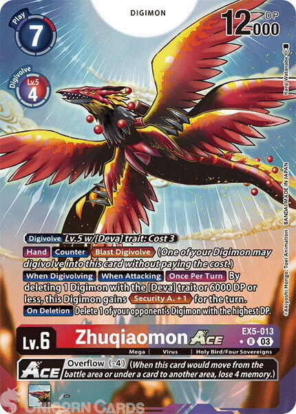 EX5-013 Zhuqiaomon ACE :: Rare Alternative Art Digimon Card :: EX05: Animal Colo