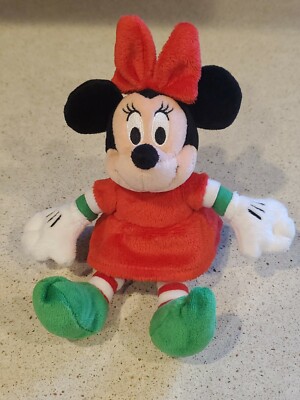 Minnie Mouse 7" Bean bag Plush Solid Red Dress Green Shoes Disney | eBay