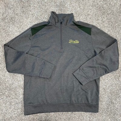 Oregon Ducks 1/4 Zip Pullover Mens Light Medium Grey Green Yellow Embroidered