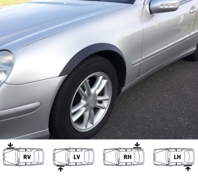 Schwarz Radlauf Zierleisten Set für MERCEDES W208 CLK vorne hinten Bj 1997-2003