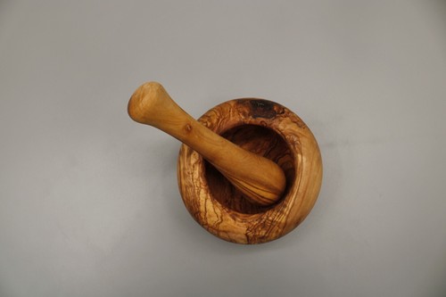 Mortero macizo con mortero | Ø 12 cm | de madera de olivo | Hecho a mano - Imagen 4 de 7