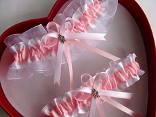 NEW Baby Pink White Wedding Garter Prom Homecoming GetTheGoodStuff A LOVE