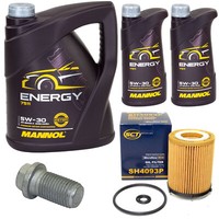 MotoröL Set Mannol Energy 5W-30 7 Liter + ÖLfilter + Schraube FüR Mercedes W205