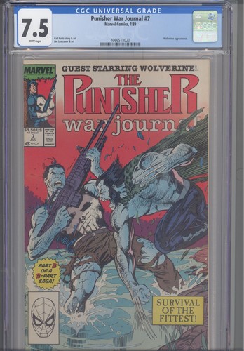 Punisher War Journal #7 CGC 7.5 1989 Marvel Jim Lee Cover & Art Wolverine App
