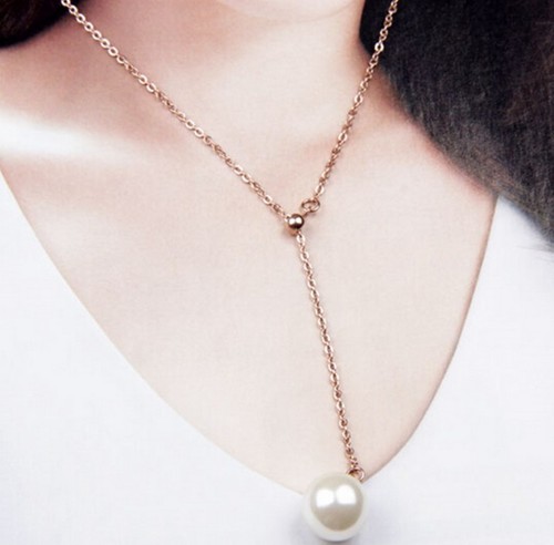 Rose Gold Silver Stainless Steel Minimalist Pearl Drop Y Lariat Necklace Box PE6 - Picture 9 of 10
