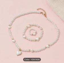 3pcs bridesmaid Heart-Shaped Necklace, Bracelet and Ring Set for Girls