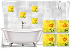 Fliesen-Aufkleber SPA Wellness Sonnenblume Gelb Blume Garten Bad WC