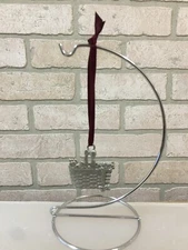 Longaberger Christmas 1981 Candle Basket Pewter Ornament Tie-on