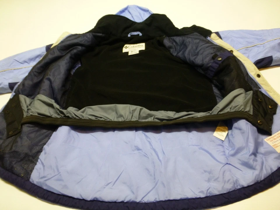 Abrigo Columbia Niñas Talla 14/16 Azul Forrado Polar Capucha Oculta Buen Estado Foto 2 de 4