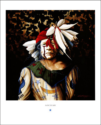 1998 Vintage Print Native American Ghost Dance Art Dress Indigenous People