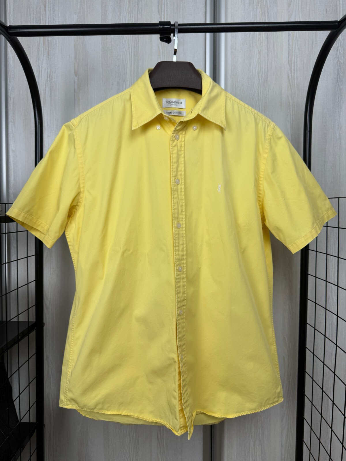 Yves Saint Laurent pour homme camicia gialla manica corta