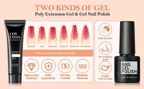 Gel Nail Polish Set With Lamp Drill Poly Extension Nail Gel Set Base Top Coat - Picture 18 of 21