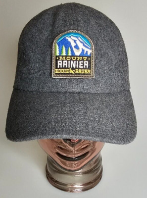 Eddie Bauer Mount Rainier Embroidered Patch Gray Adjustable Wool Blend Hat Cap 