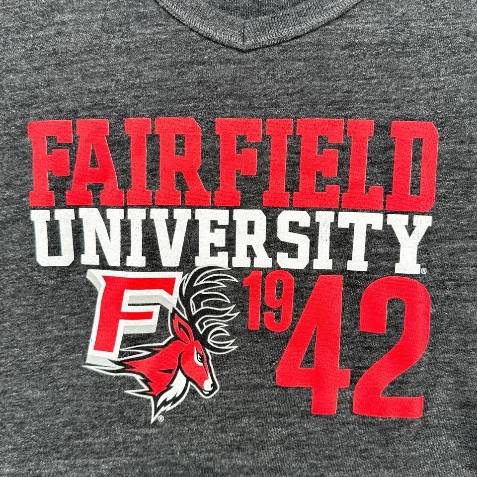FAIRFIELD университета олени NCAA футболка женщин маленький v-образным вырезом эластичной Джерси серый - Изображение 3 из 4