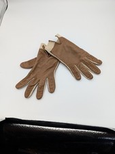 Vintage 1960s Mantessa Brown Soft Leather Suede Gloves Forchettes