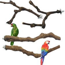 4-Piece Bird Perch - Natural Grapevine Stick Swing Chewing Toys for Parrot Ca...