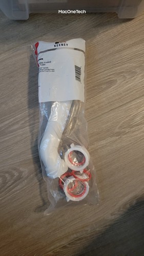 12" Double Ended Off Set Tube, 1 1/2", Keeney, waste line, 45WK, white - Picture 3 of 6