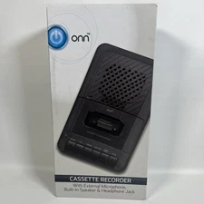 Onn Cassette Recorder With Built In Speaker And Headphone Jack Brand New
