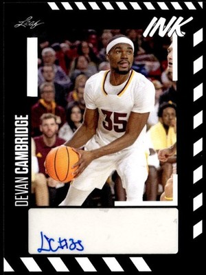 2023-24 Leaf Ink - Base Autographs White #BA-DC1 Devan Cambridge E1