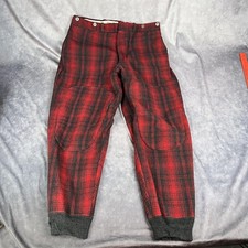 Vintage Woolrich Pants Mens Medium Red Black Plaid Wool Buffalo Outdoors 90s USA