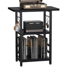 Record Player Stand with Extended Desktop,Large Record Player Table with Viny...