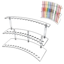 30 Slots Clear Pen Display Stand, 2 Tier Acrylic Pen Holder for Brush