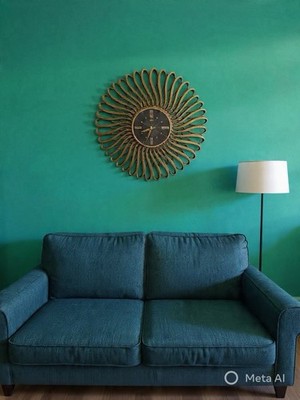 VTG Mid Century Modern Wall Clock Arabesque Atomic MCM Spirograph Sunburst Gold