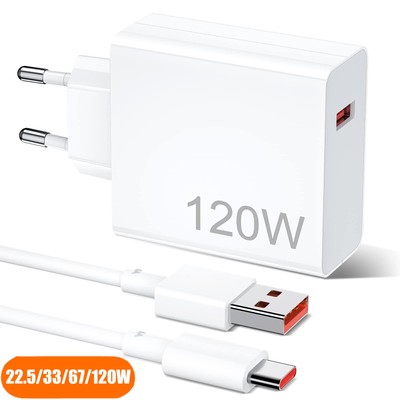 Für Xiaomi 120W Schnell Ladegerät Netzteil 6A USB-C Kabel Redmi Note10/11/12Pro