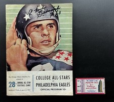 Chuck Bednarik Signed JSA 1961 Program Ticket Stub Philadelphia Eagles RARE